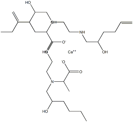 Bis[2-[N-(2-hydroxyhexyl)-N-[2-(2-hydroxy-5-hexenylamino)ethyl]amino]propionic acid]calcium salt Structure