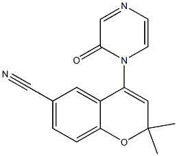 2,2-Dimethyl-4-[(2-oxo-1,2-dihydropyrazin)-1-yl]-2H-1-benzopyran-6-carbonitrile Structure