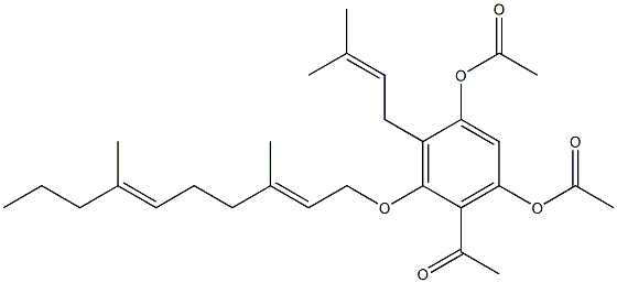 2'-[(3,7-Dimethyldeca-2,6-dien-1-yl)oxy]-3'-(3-methyl-2-butenyl)-4',6'-diacetoxy-acetophenone Structure