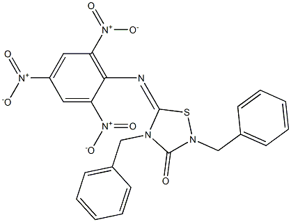 2-Benzyl-4-benzyl-5-(2,4,6-trinitrophenylimino)-4,5-dihydro-1,2,4-thiadiazol-3(2H)-one 구조식 이미지