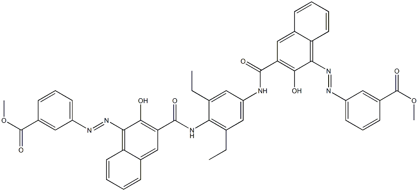 1,4-Bis[1-[[3-(methoxycarbonyl)phenyl]azo]-2-hydroxy-3-naphthoylamino]-2,6-diethylbenzene 구조식 이미지