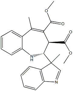 (2R,3R)-2,3-Dihydro-5-methyl-2-(3-methyl-3H-indol-3-yl)-1H-1-benzazepine-3,4-dicarboxylic acid dimethyl ester Structure