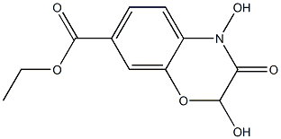 3,4-Dihydro-2,4-dihydroxy-3-oxo-2H-1,4-benzoxazine-7-carboxylic acid ethyl ester 구조식 이미지