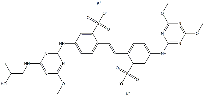 4-[4-(2-Hydroxypropylamino)-6-methoxy-1,3,5-triazin-2-ylamino]-4'-(4,6-dimethoxy-1,3,5-triazin-2-ylamino)-2,2'-stilbenedisulfonic acid dipotassium salt 구조식 이미지