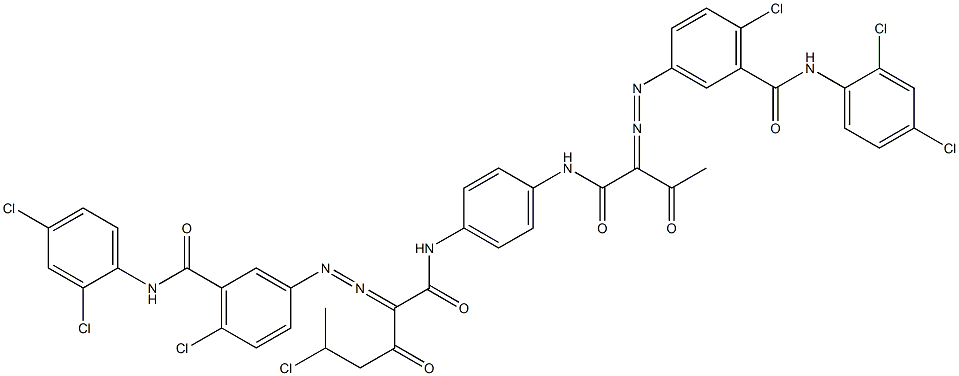 3,3'-[2-(1-Chloroethyl)-1,4-phenylenebis[iminocarbonyl(acetylmethylene)azo]]bis[N-(2,4-dichlorophenyl)-6-chlorobenzamide] 구조식 이미지