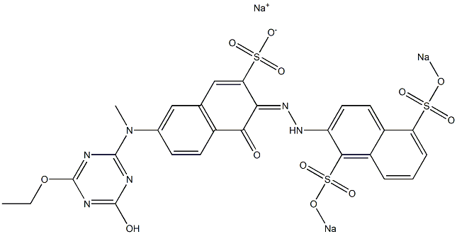 3-[2-[1,5-Bis(sodiosulfo)-2-naphtyl]hydrazono]-4-oxo-3,4-dihydro-7-[(4-hydroxy-6-ethyloxy-1,3,5-triazine-2-yl)(methyl)amino]naphthalene-2-sulfonic acid sodium salt Structure