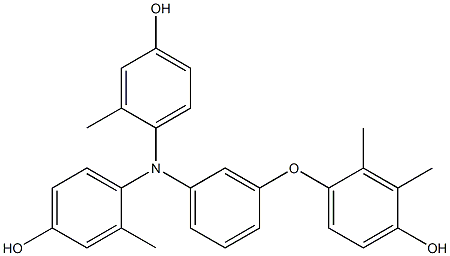 N,N-Bis(4-hydroxy-2-methylphenyl)-3-(4-hydroxy-2,3-dimethylphenoxy)benzenamine 구조식 이미지