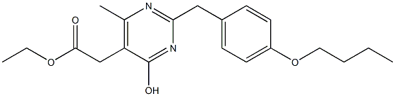 2-(p-Butoxybenzyl)-4-hydroxy-6-methyl-5-pyrimidineacetic acid ethyl ester 구조식 이미지