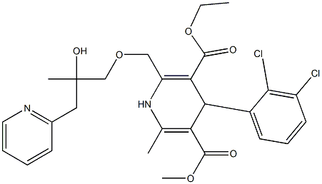 2-[[2-Hydroxy-2-methyl-3-(2-pyridinyl)propyloxy]methyl]-4-(2,3-dichlorophenyl)-1,4-dihydro-6-methylpyridine-3,5-dicarboxylic acid 3-ethyl 5-methyl ester 구조식 이미지