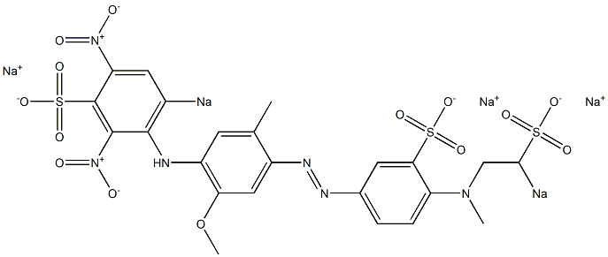 2'-Methyl-4-[N-methyl-N-(2-sodiosulfoethyl)amino]-5'-methoxy-4'-[(2,4-dinitro-6-sodiosulfophenyl)amino]azobenzene-3-sulfonic acid sodium salt Structure