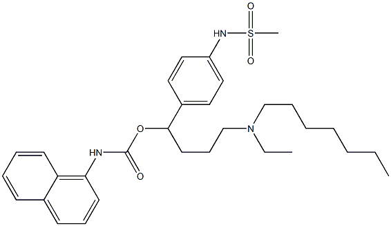 N-(1-Naphtyl)carbamic acid 1-[4-[(methylsulfonyl)amino]phenyl]-4-(ethylheptylamino)butyl ester 구조식 이미지