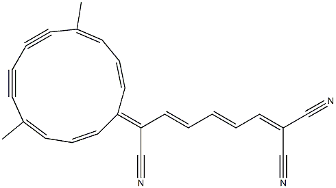 4,9-Dimethyl-13-[(2E,4E)-1,7,7-tricyano-2,4,6-heptatrienylidene]cyclotrideca-1,3,9,11-tetrene-5,7-diyne 구조식 이미지