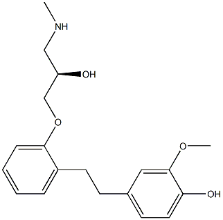 (2R)-1-[2-(4-Hydroxy-3-methoxyphenethyl)phenoxy]-3-methylamino-2-propanol 구조식 이미지