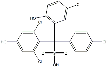 (4-Chlorophenyl)(3-chloro-6-hydroxyphenyl)(2,6-dichloro-4-hydroxyphenyl)methanesulfonic acid 구조식 이미지