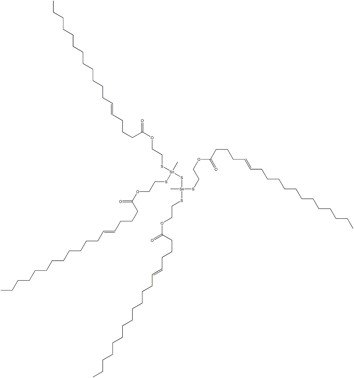 Bis[methylbis[[2-(4-heptadecenylcarbonyloxy)ethyl]thio]stannyl] sulfide Structure