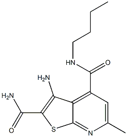 3-Amino-6-methyl-4-(butylaminocarbonyl)thieno[2,3-b]pyridine-2-carboxamide Structure