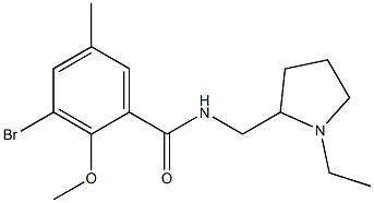 N-[(1-Ethyl-2-pyrrolidinyl)methyl]-2-methoxy-3-bromo-5-methylbenzamide 구조식 이미지