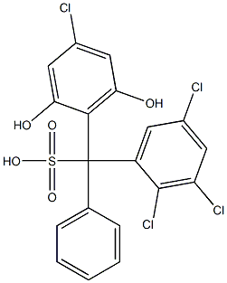 (4-Chloro-2,6-dihydroxyphenyl)(2,3,5-trichlorophenyl)phenylmethanesulfonic acid 구조식 이미지