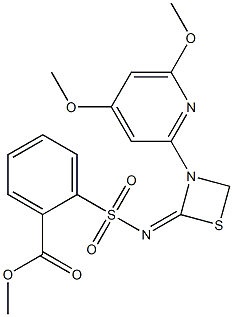 2-[[3-(4,6-Dimethoxypyridin-2-yl)-1,3-thiazetidin-2-ylidene]aminosulfonyl]benzoic acid methyl ester Structure