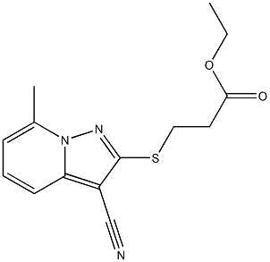 3-[(3-Cyano-7-methylpyrazolo[1,5-a]pyridin-2-yl)thio]propionic acid ethyl ester 구조식 이미지