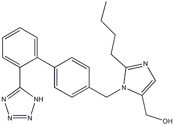 2-Butyl-1-[[2'-(1H-tetrazol-5-yl)-1,1'-biphenyl-4-yl]methyl]-1H-imidazole-5-methanol 구조식 이미지