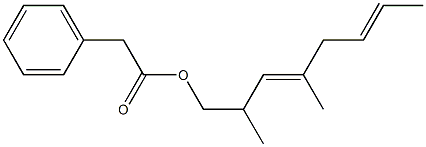 Phenylacetic acid 2,4-dimethyl-3,6-octadienyl ester Structure