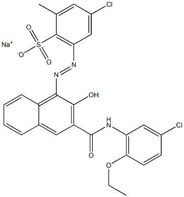 4-Chloro-2-methyl-6-[[3-[[(3-chloro-6-ethoxyphenyl)amino]carbonyl]-2-hydroxy-1-naphtyl]azo]benzenesulfonic acid sodium salt Structure