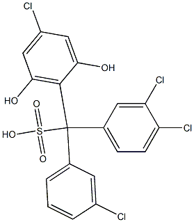 (3-Chlorophenyl)(3,4-dichlorophenyl)(4-chloro-2,6-dihydroxyphenyl)methanesulfonic acid 구조식 이미지