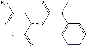 (-)-N-Methyl-N-phenyldithiocarbamic acid (S)-1-carboxy-2-(aminocarbonyl)ethyl ester 구조식 이미지