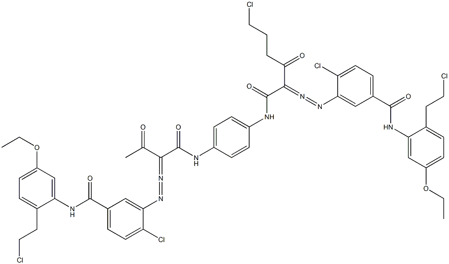 3,3'-[2-(2-Chloroethyl)-1,4-phenylenebis[iminocarbonyl(acetylmethylene)azo]]bis[N-[2-(2-chloroethyl)-5-ethoxyphenyl]-4-chlorobenzamide] 구조식 이미지