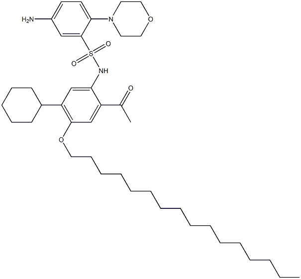 2'-(2-Morpholino-5-aminophenylsulfonylamino)-4'-cyclohexyl-5'-hexadecyloxyacetophenone Structure