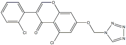 3-(2-Chlorophenyl)-7-(1H-tetrazol-1-ylmethoxy)-5-chloro-4H-1-benzopyran-4-one 구조식 이미지