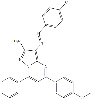 2-Amino-3-(4-chlorophenylazo)-5-(4-methoxyphenyl)-7-phenylpyrazolo[1,5-a]pyrimidine Structure