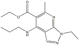 1-Ethyl-4-(propylamino)-6-methyl-1H-pyrazolo[3,4-b]pyridine-5-carboxylic acid ethyl ester 구조식 이미지