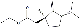 2-[(1S,3S)-1-Methyl-2-methylene-3-isopropylcyclopentan-1-yl]acetic acid ethyl ester Structure