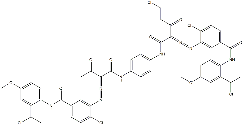 3,3'-[2-(Chloromethyl)-1,4-phenylenebis[iminocarbonyl(acetylmethylene)azo]]bis[N-[2-(1-chloroethyl)-4-methoxyphenyl]-4-chlorobenzamide] Structure