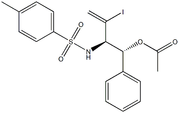 Acetic acid (1R,2R)-1-phenyl-2-(tosylamino)-3-iodo-3-butenyl ester Structure
