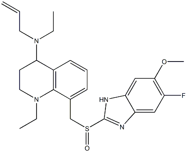 1-Ethyl-1,2,3,4-tetrahydro-4-(N-ethyl-2-propenylamino)-8-(5-fluoro-6-methoxy-1H-benzimidazol-2-ylsulfinylmethyl)quinoline Structure