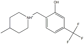 1-[2-Hydroxy-4-(trifluoromethyl)benzyl]-4-methylpiperidine-1-cation 구조식 이미지