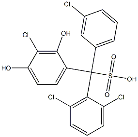 (3-Chlorophenyl)(2,6-dichlorophenyl)(3-chloro-2,4-dihydroxyphenyl)methanesulfonic acid 구조식 이미지