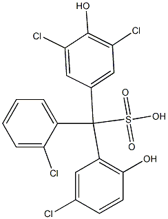 (2-Chlorophenyl)(3-chloro-6-hydroxyphenyl)(3,5-dichloro-4-hydroxyphenyl)methanesulfonic acid 구조식 이미지