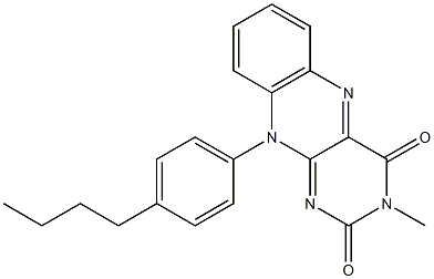 3-Methyl-10-[4-butylphenyl]pyrimido[4,5-b]quinoxaline-2,4(3H,10H)-dione Structure