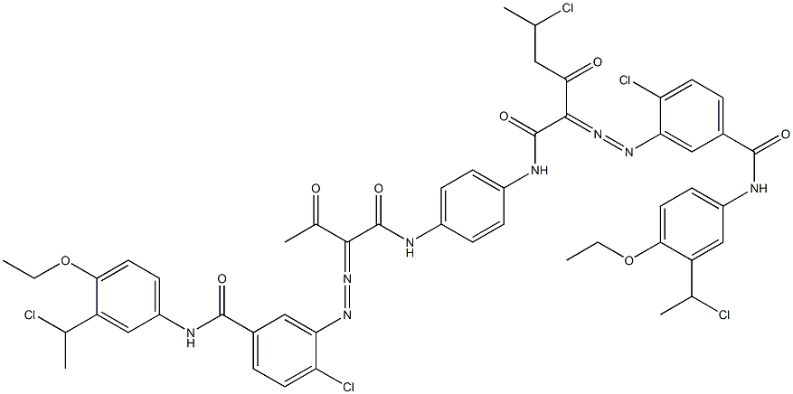 3,3'-[2-(1-Chloroethyl)-1,4-phenylenebis[iminocarbonyl(acetylmethylene)azo]]bis[N-[3-(1-chloroethyl)-4-ethoxyphenyl]-4-chlorobenzamide] 구조식 이미지