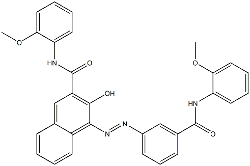 4-[[3-[[(2-Methoxyphenyl)amino]carbonyl]phenyl]azo]-3-hydroxy-N-(2-methoxyphenyl)-2-naphthalenecarboxamide 구조식 이미지