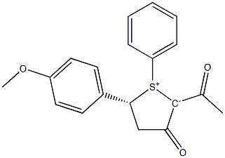 (5R)-2-Acetyl-5-(p-methoxyphenyl)-1-phenyl-3-oxo-2,3,4,5-tetrahydrothiophen-1-ium-2-ide 구조식 이미지