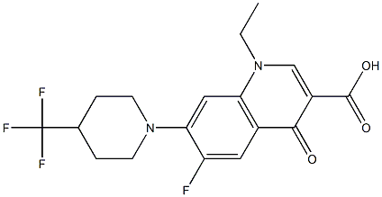 1,4-Dihydro-1-ethyl-6-fluoro-7-[4-(trifluoromethyl)piperidin-1-yl]-4-oxoquinoline-3-carboxylic acid 구조식 이미지