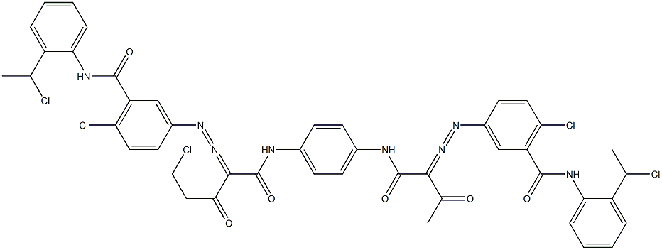 3,3'-[2-(Chloromethyl)-1,4-phenylenebis[iminocarbonyl(acetylmethylene)azo]]bis[N-[2-(1-chloroethyl)phenyl]-6-chlorobenzamide] 구조식 이미지