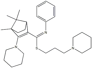 4,7,7-Trimethyl-3-piperidino-N-phenylbicyclo[2.2.1]hept-2-ene-2-carbimidothioic acid (3-piperidinopropyl) ester Structure