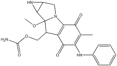 8-[[(Aminocarbonyl)oxy]methyl]-6-anilino-1,1a,2,8,8a,8b-hexahydro-8a-methoxy-5-methylazirino[2',3':3,4]pyrrolo[1,2-a]indole-4,7-dione Structure