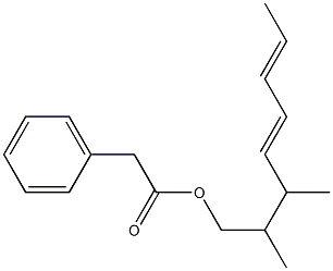 Phenylacetic acid 2,3-dimethyl-4,6-octadienyl ester Structure